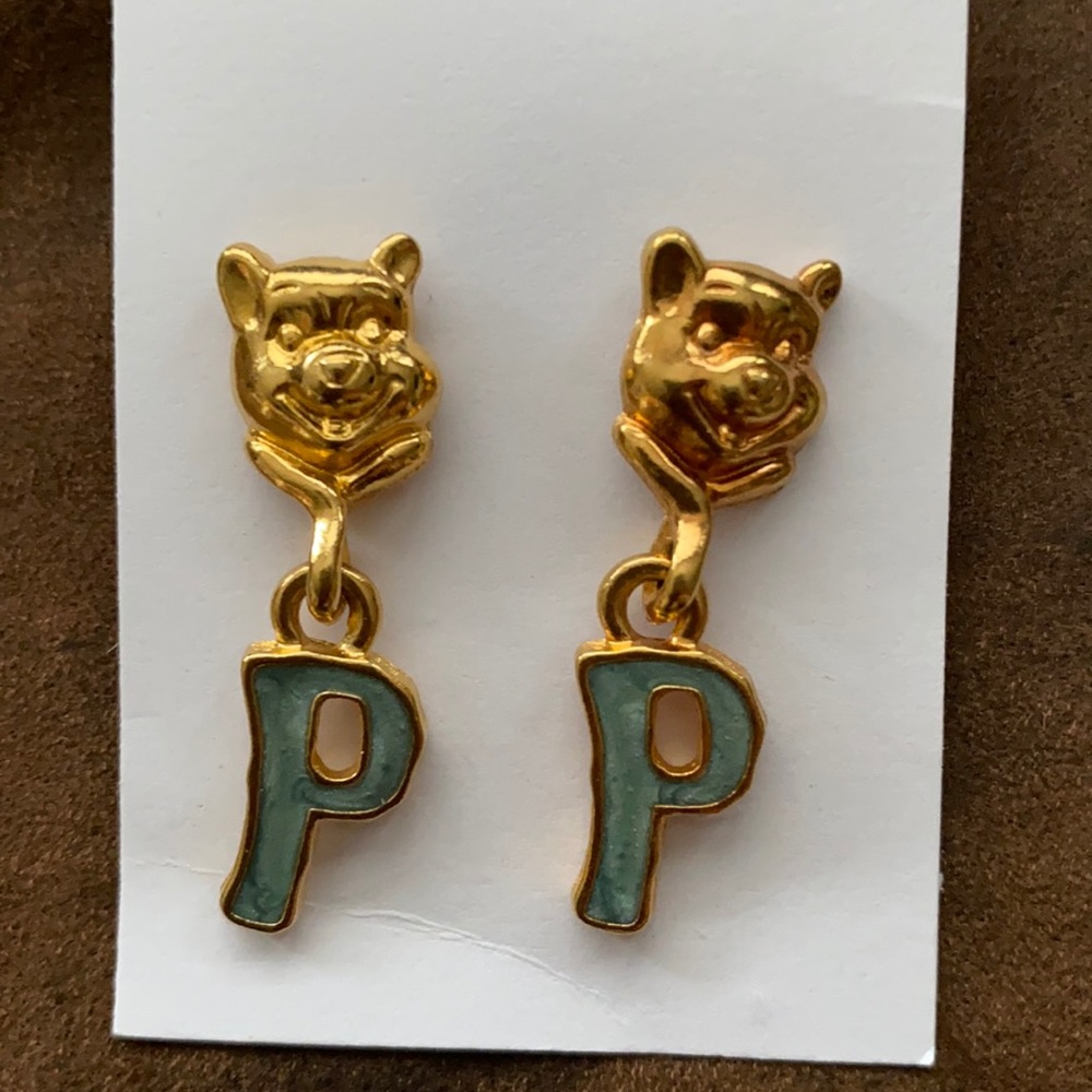 Disney signed plated Winnie The Pooh earrings